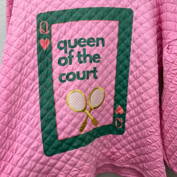 Judith March Queen of the Court Tennis Pink Quilted Pullover Shirt Womens Small - Picture 3 of 9